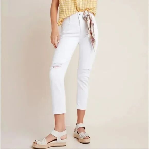 ANTHROPOLOGIE Pilcro and the Letterpress‎ High Rise Slim Ankle Denim White Sz 26 - Picture 1 of 6